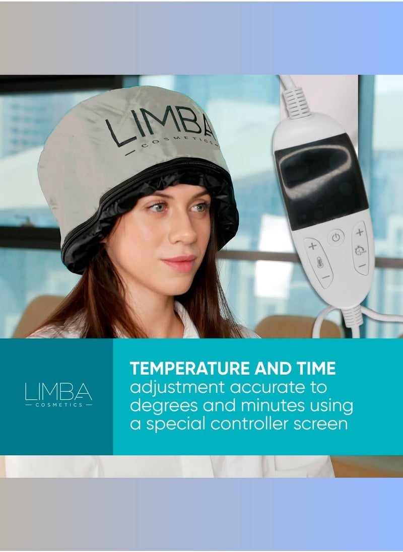 Limba Cosmetics Hair Steamer Head Spa Cap for Salon and Home Hair Care - Fast Heating, Adjustable Temperature and Enhanced Results, 2nd gen., Beige Color  - Image 3
