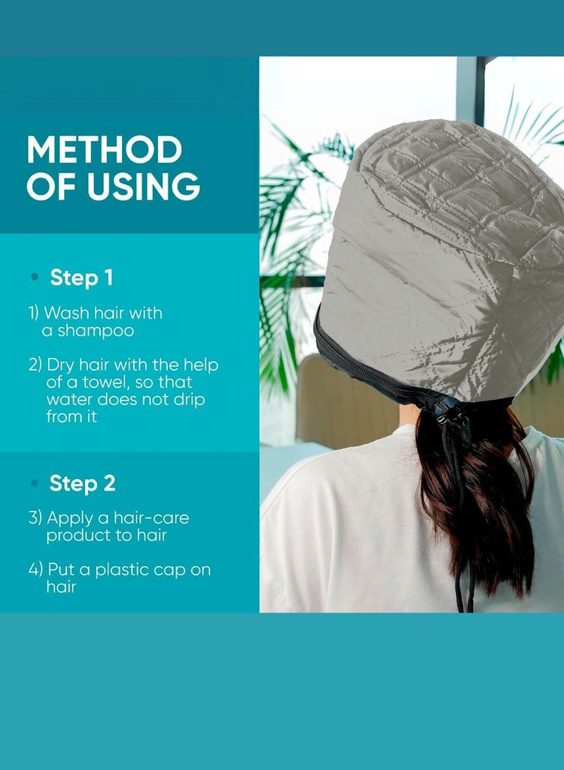 Limba Cosmetics Hair Steamer Cap 2nd Gen – Fast Heating Spa Hat for Hair Masks & Serums, Adjustable 30–70°C, Beige - Image 4