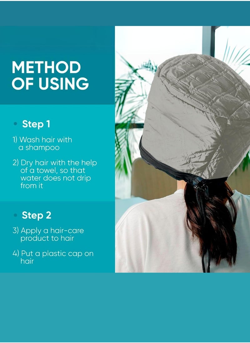 Limba Cosmetics Hair Steamer Head Spa Cap for Salon and Home Hair Care - Fast Heating, Adjustable Temperature and Enhanced Results, 2nd gen., Beige Color  - Image 5