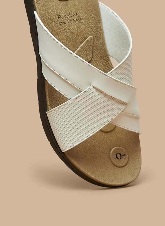 لو كونفورت Men's Cross Strap Slip-On Sandals