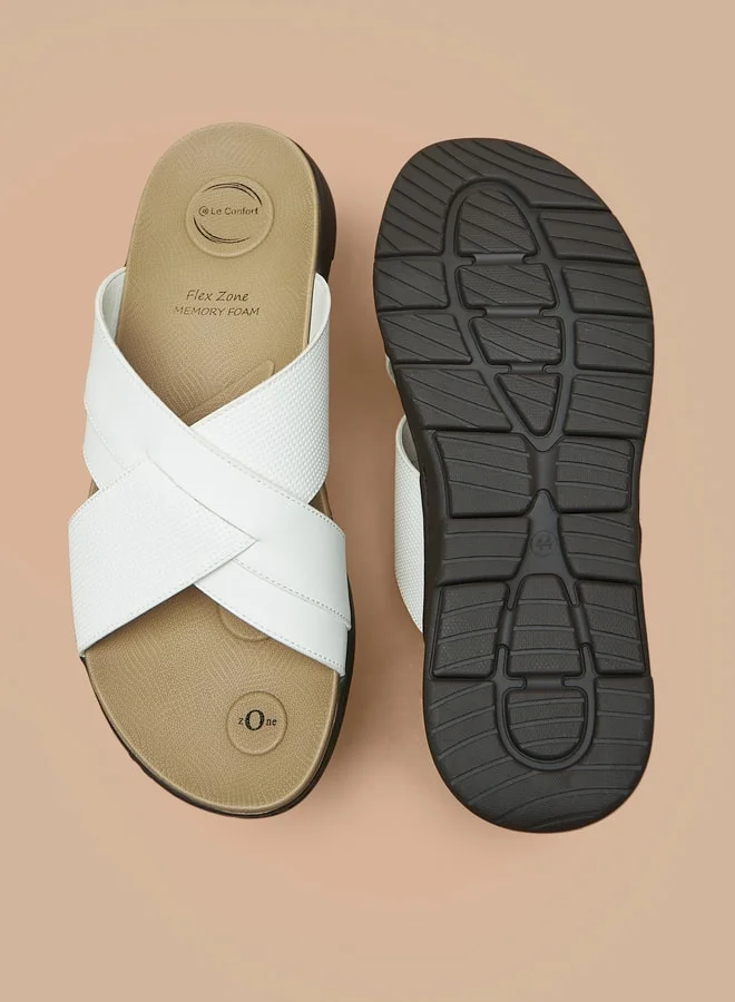 لو كونفورت Men's Cross Strap Slip-On Sandals