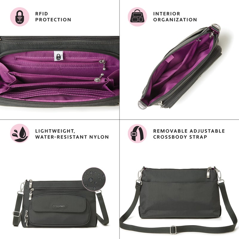 Baggallini حقيبة باغاليني النسائية الأصلية اليومية، رمادي، مقاس واحد أمريكي - Image 3