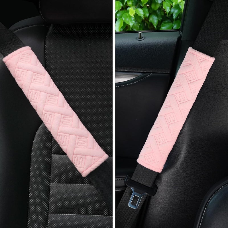 JUSTTOP 2-Pack Universal Car Shoulder Strap Pads Cover for A More Comfortable Driving, Shoulder Strap Covers Harness Pad for Car Interior Accessories(Pale Pink) - Image 2
