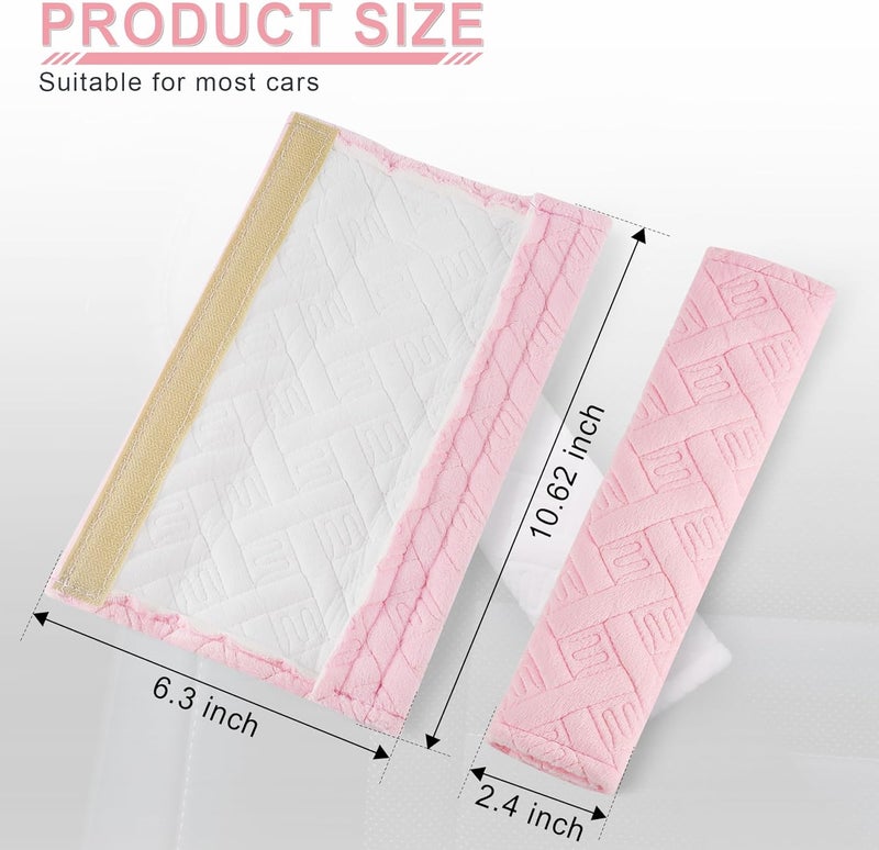 JUSTTOP 2-Pack Universal Car Shoulder Strap Pads Cover for A More Comfortable Driving, Shoulder Strap Covers Harness Pad for Car Interior Accessories(Pale Pink) - Image 3