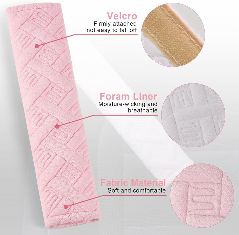JUSTTOP 2-Pack Universal Car Shoulder Strap Pads Cover for A More Comfortable Driving, Shoulder Strap Covers Harness Pad for Car Interior Accessories(Pale Pink) - Image 4