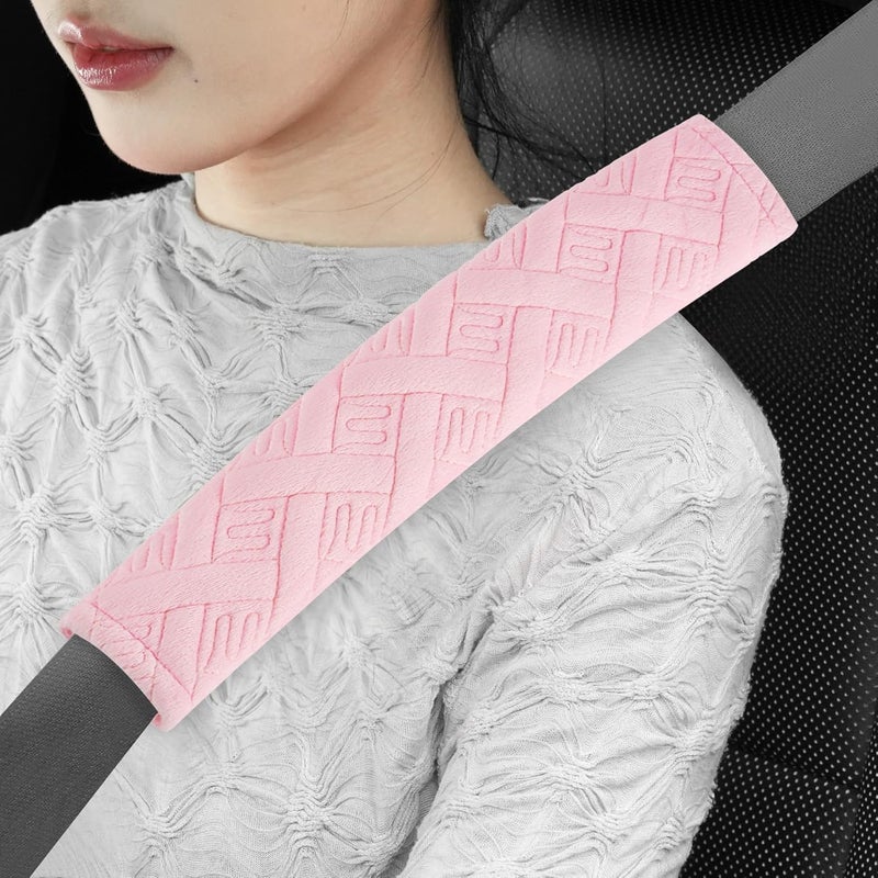 JUSTTOP 2-Pack Universal Car Shoulder Strap Pads Cover for A More Comfortable Driving, Shoulder Strap Covers Harness Pad for Car Interior Accessories(Pale Pink) - Image 1
