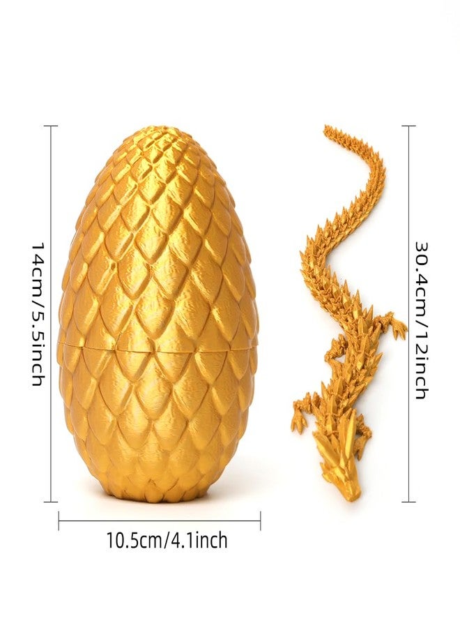 Flavery Dragon Egg - Gold - 3D Printed Egg with Flexible Pearly Sheen Dragon Inside, 3D Printed Surprise Gift, Articulated Fidget Toy - Image 4