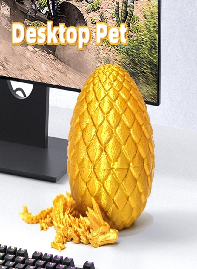 Flavery Dragon Egg - Gold - 3D Printed Egg with Flexible Pearly Sheen Dragon Inside, 3D Printed Surprise Gift, Articulated Fidget Toy - Image 5