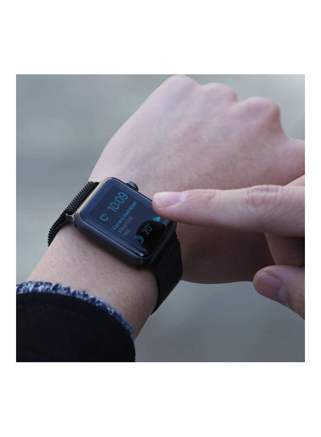 اليشمك سوار ساعة ذكية مقاس 42 و44 مم وحلقة ميلانية من الإستانلس ستيل مع مشبك إغلاق مغناطيسي قابل للتعديل لساعت آبل( Series 1, Series 2, Series 3, Series 4) أسود - Image 5