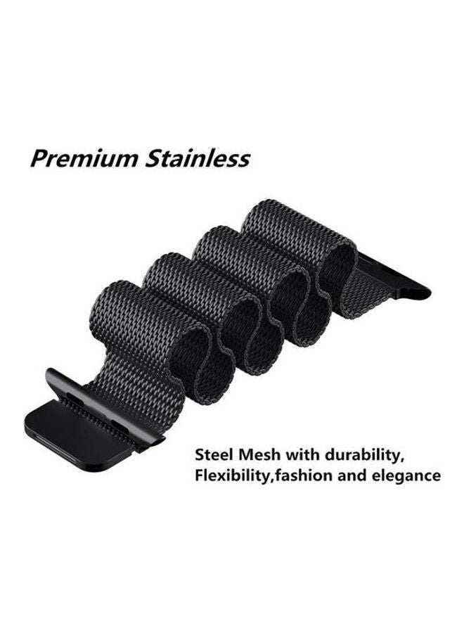 اليشمك سوار ساعة ذكية مقاس 42 و44 مم وحلقة ميلانية من الإستانلس ستيل مع مشبك إغلاق مغناطيسي قابل للتعديل لساعت آبل( Series 1, Series 2, Series 3, Series 4) أسود - Image 2