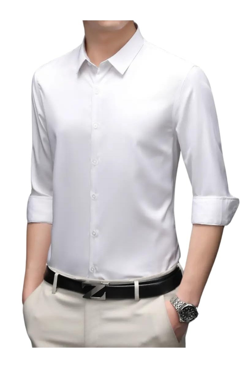 INDOPRIMO Men's Premium Solid Satin Casual Party Shirt Full Sleeve - Image 1