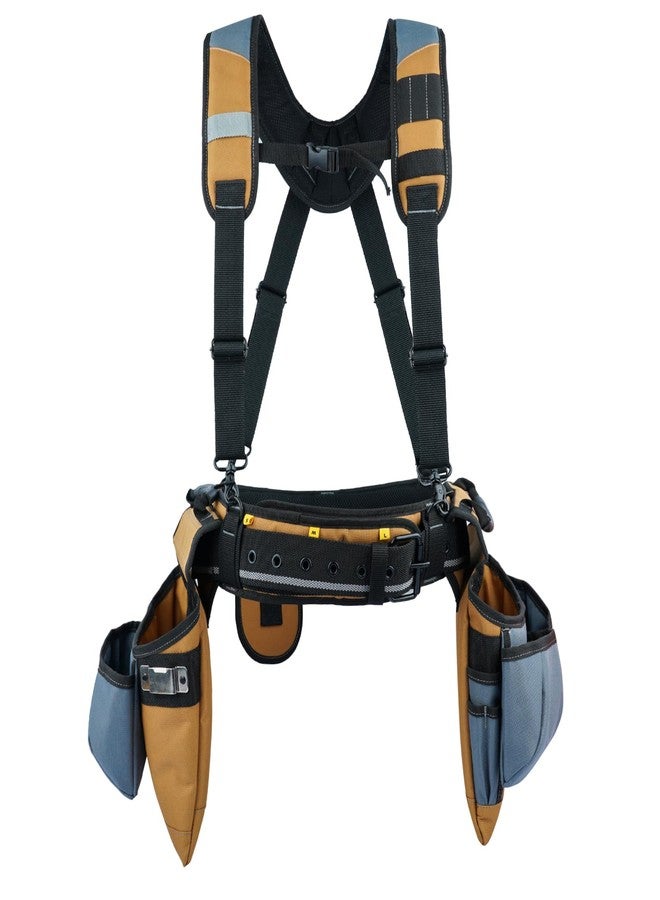 KUNN Carpenter Tool Belt with Suspenders Pro Framer Suspension Tool Rig for Construction Contractors and Electrician,Khaki - Image 1