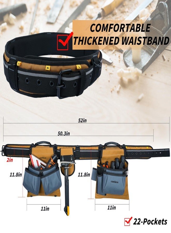 KUNN Carpenter Tool Belt with Suspenders Pro Framer Suspension Tool Rig for Construction Contractors and Electrician,Khaki - Image 3