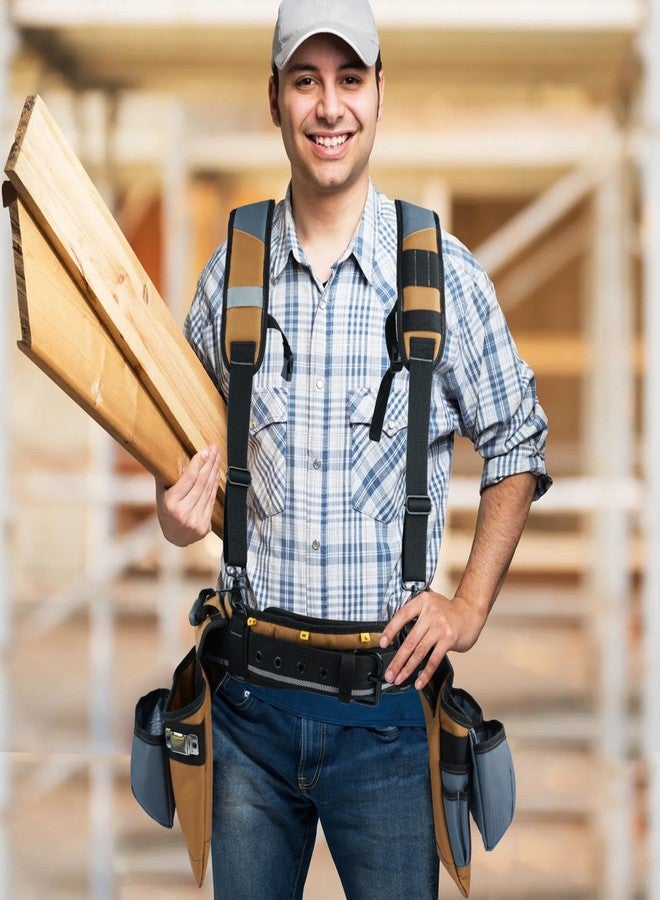 KUNN Carpenter Tool Belt with Suspenders Pro Framer Suspension Tool Rig for Construction Contractors and Electrician,Khaki - Image 5