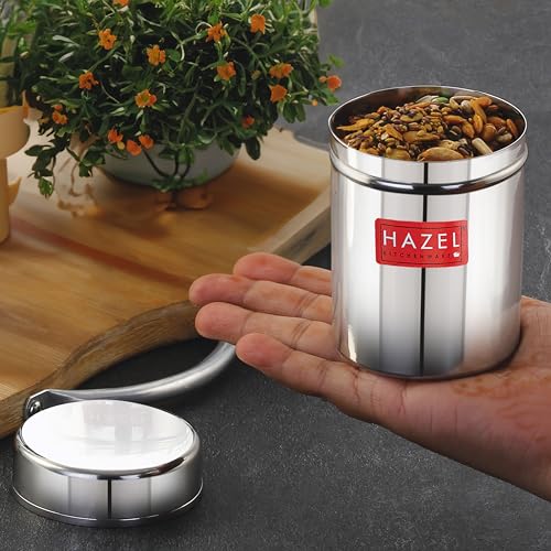 HAZEL Stainless Steel Airtight Container Set of 2 | 200ml Small Steel Ubha Dabba for Kitchen | Storage Jar with Lid - Image 5