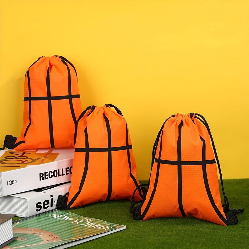 9 Sports Drawstring Bags Basketball Pattern With Practical Pocket Adjustable Closure - Image 5