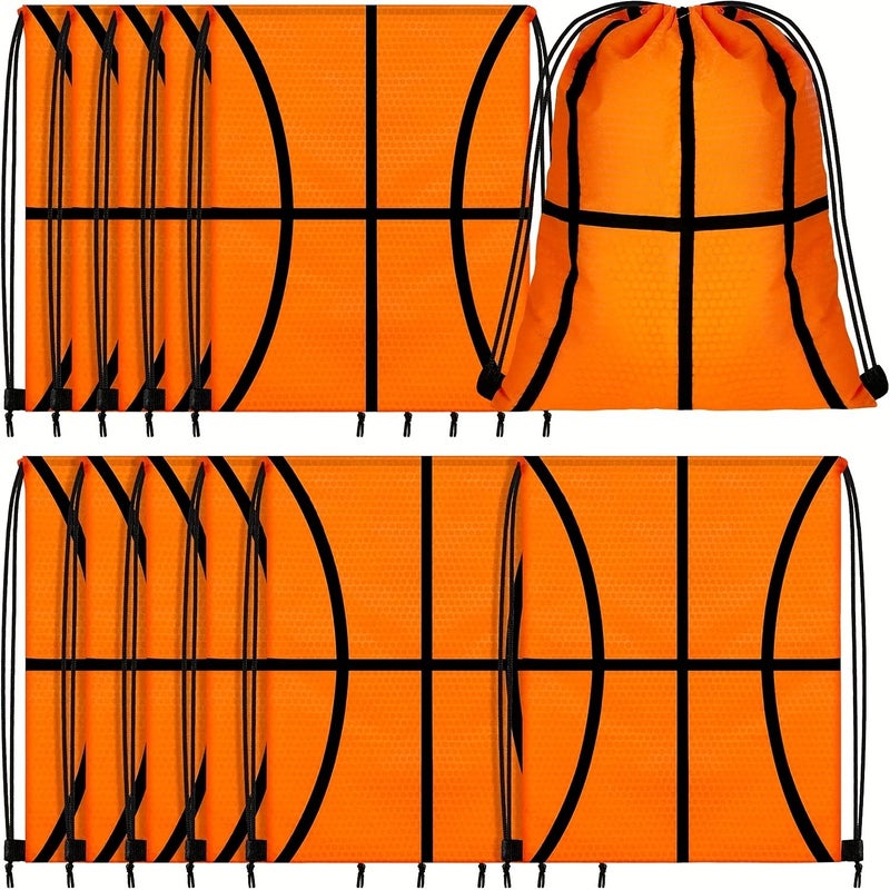 9 Sports Drawstring Bags Basketball Pattern With Practical Pocket Adjustable Closure - Image 1