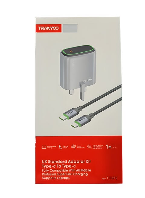 UK 120 W Standard Adaptor Kit Type-C to Type-C