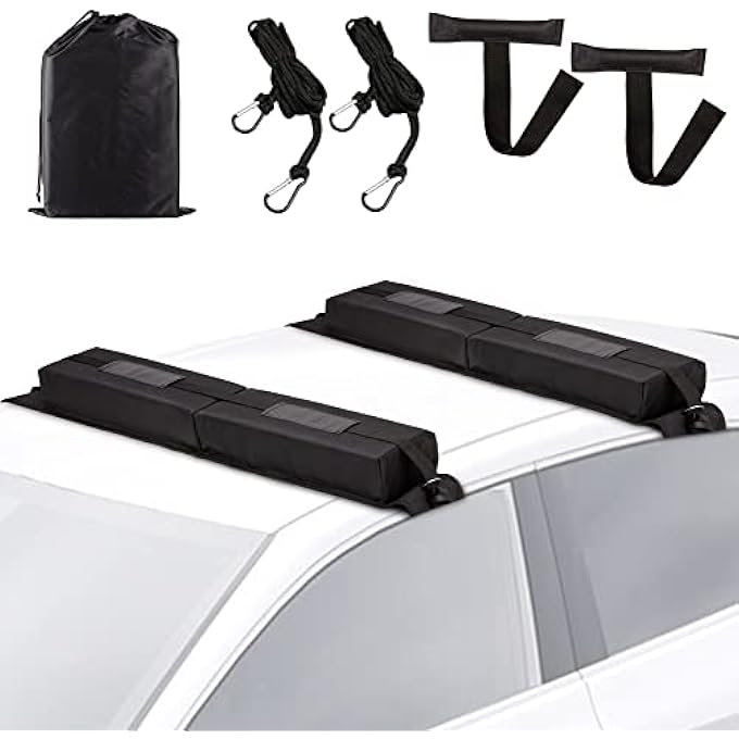 rayihni Zone Tech Soft Roof Rack Pads Heavy Duty, Use with or Without Cross Bar, Non-Slip, Use for Kayak, Surfboard, Canoe, and More (1 Set) - Image 2