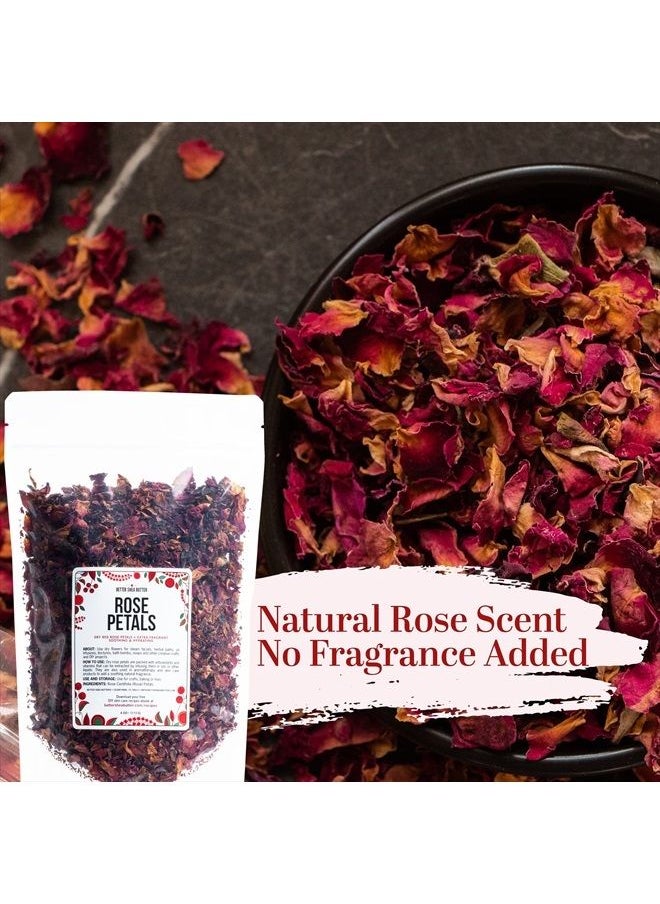 Better Shea Butter - Dried Rose Petals | Edible, Biodegradable | Bulk Size | Make Rose Tea, Rose Water for Cooking | Use in Candle and Soap Making, Flower Bath | Flowers for Weddings | 4 oz by Better Shea Butter - Image 1
