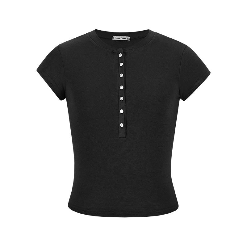 Princess Diana Half Open Collar Slim Fit Right Shoulder Half Sleeve T-Shirt For Women - Image 1