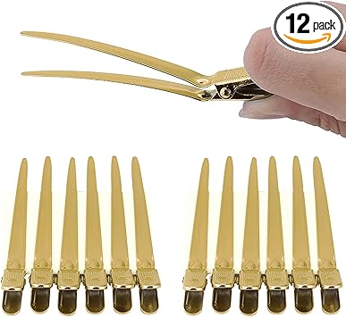 Agatige 12Pcs Professional Hair Clips for Styling Sectioning 35in Hairdresser Clips Metal Duck Bill Hair Clips Hair Pins Curl Clip for Hair Styling Hair Coloring - Image 1