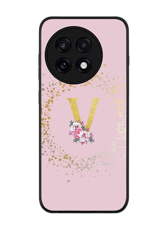 Stylizedd For OnePlus 13R / Ace 5 Pro Case,Slim fit Camera Protection, Shockproof Thin Phone cover  - Custom Monogram Floral - V  (Pink )