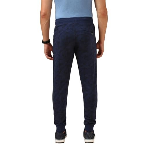 Van Heusen Men Superior Performance Trackpant - Cotton Rich - Zipper Pocket,Ribbed Hems, Elasticized Waistband_Blue Melange AOP_M - Image 3