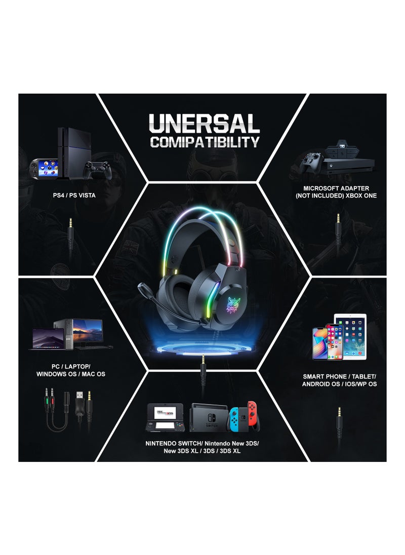 onikuma X26 Gaming Headset Over-Ear Gaming Wired Headphones with Mic for PS4/PS5/XOne/XSeries/NSwitch/PC  - Image 5