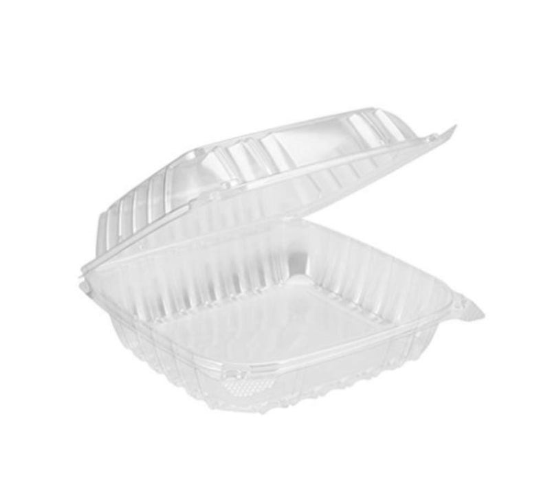 Dart Solo Dart 8" x 8"x 3" Clear Plastic Hinged Food Take-Out Container 1-Compartment (Pack of 25) - Image 1