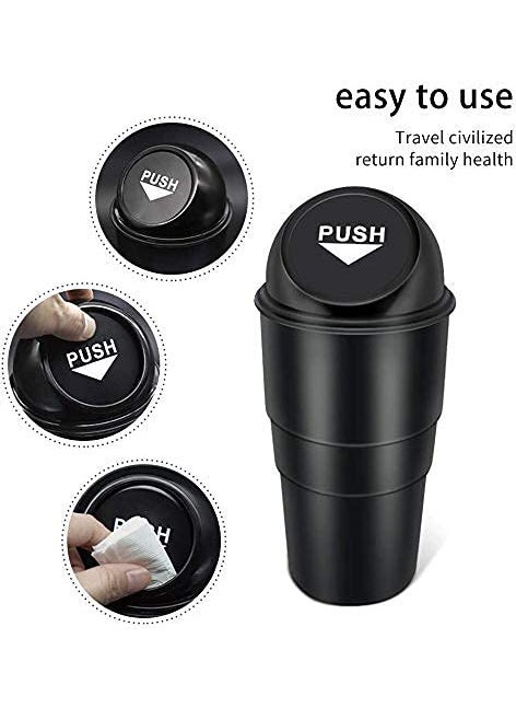 Maanit - Maanit Mini Car Trash Bin Can Holder Dustbin Black L 17 x W 65 cm Pack of 1 - Image 1