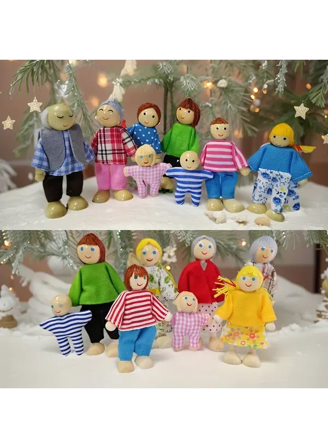 8 Pieces Mini Family Figurines Movable Joints for Dollhouse Room Decor Gift - Image 1