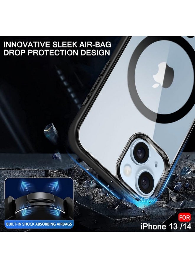 ذا جيفت كارت جراب خلفي فائق الهجين من TheGiftKart لهاتف iPhone 13 / iPhone 14 متوافق مع MagSafe | حماية الكاميرا | جراب خلفي شفاف شفاف للغاية لهاتف iPhone 13 / iPhone 14 (PC & TPU، ممتص صدمات أسود)  - Image 5