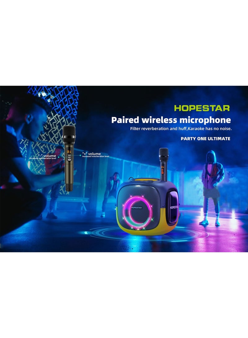 هوبستار مكبر صوت لاسلكي هوب ستار بارتي ون ألتيميت بقوة ٢٤٠ واط | مزود بميكروفونين لاسلكيين | إضاءة RGB | صوت جهير عميق | مكبر صوت محمول بتقنية البلوتوث للفعاليات الخارجية - Image 3