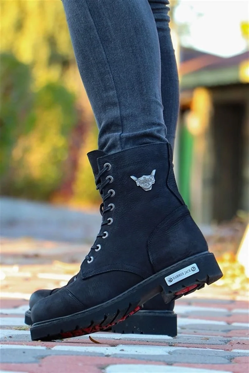 Hammer Jack Black Leather Men's Boots 102 18505 V7
