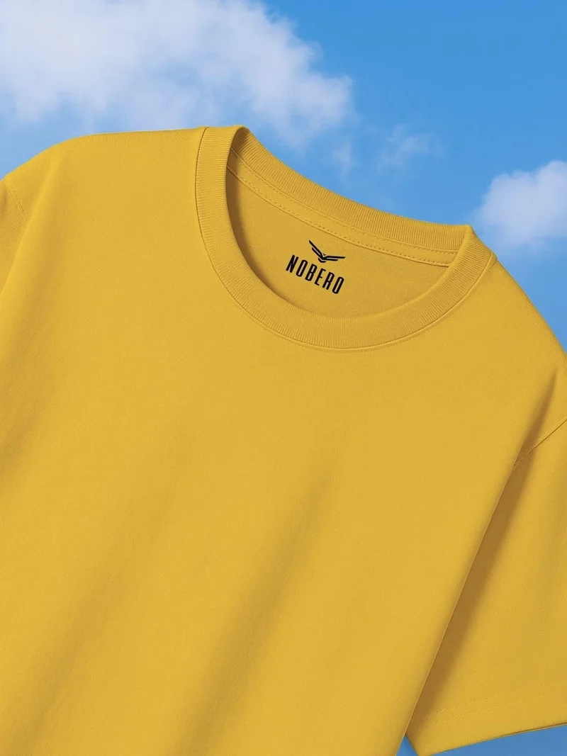 نوبيرو Men's Yellow Oversized Cotton T-Shirt