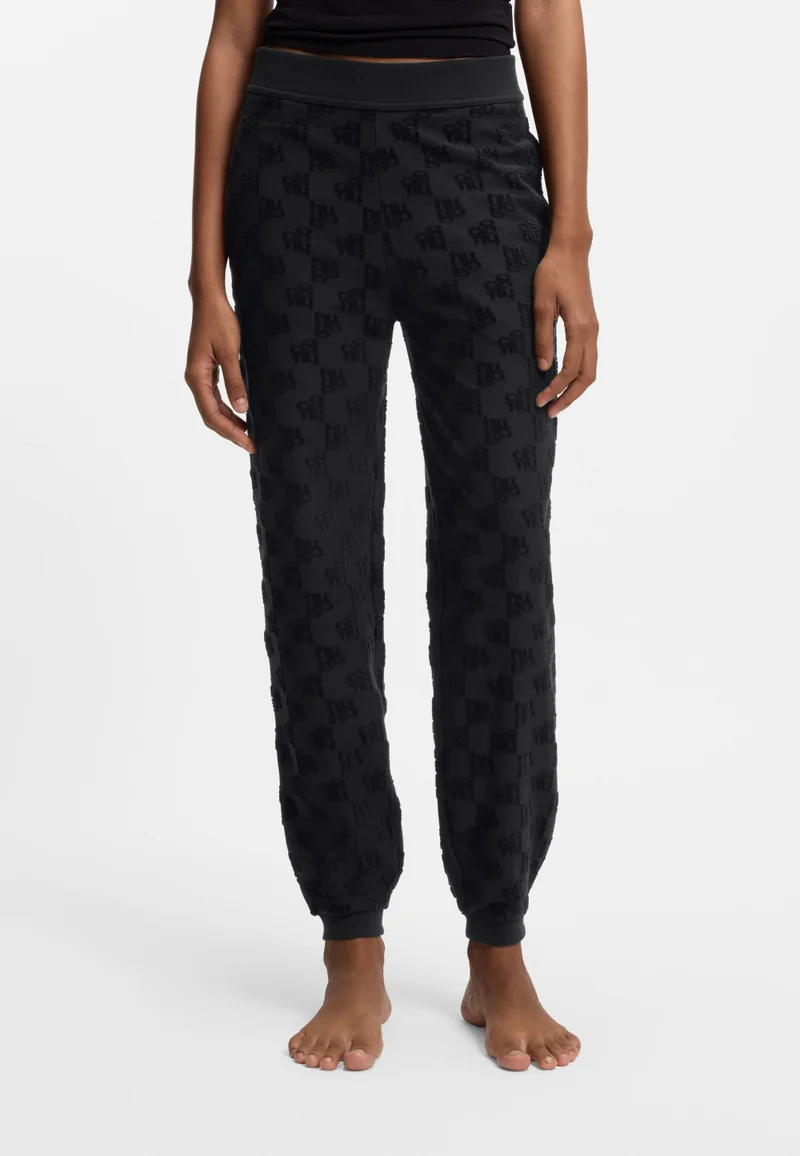 HUGO Cotton-blend tracksuit bottoms with all-over logo pattern