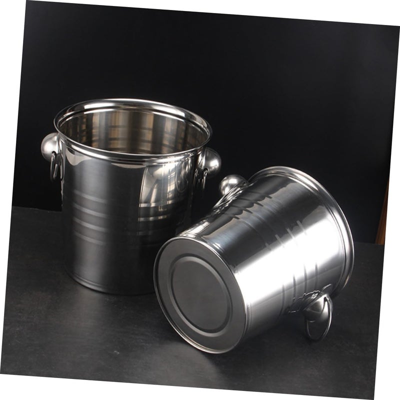 FAVOMOTO Stainless Steel Portable Ice Bucket 11l Large Capacity Wine Beer Cooler with Handle Thickened Rounded Top Bar Cooler for Parties and Outdoor Use - Image 5