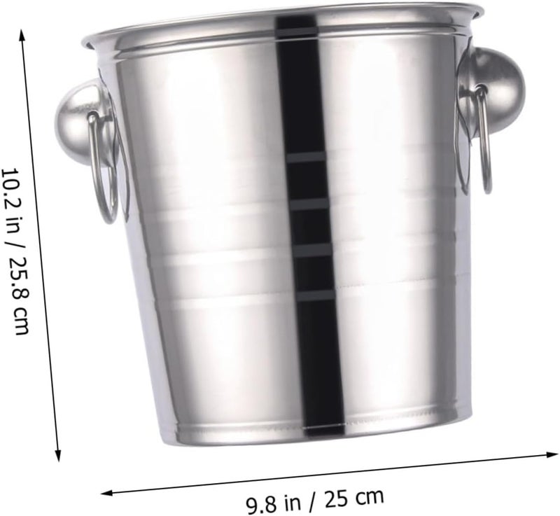 FAVOMOTO Stainless Steel Portable Ice Bucket 11l Large Capacity Wine Beer Cooler with Handle Thickened Rounded Top Bar Cooler for Parties and Outdoor Use - Image 2
