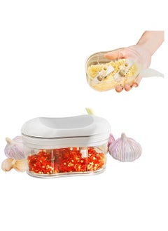 Food Chopper Manual Garlic Mincer Onion Vegetable Chopper Easy to Clean Hand Push Garlic Cutter Portable Small Food Processor for Chili Peppers Fruits Household Kitchen Tool