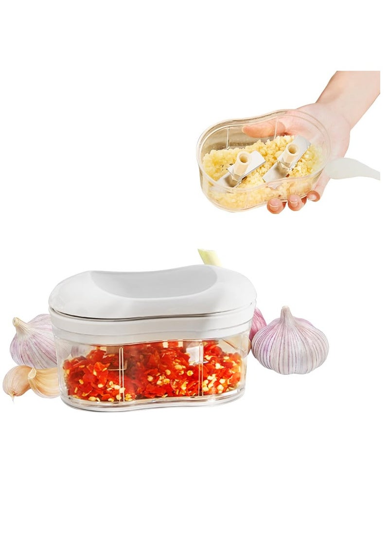 Generic Food Chopper Manual Garlic Mincer Onion Vegetable Chopper Easy to Clean Hand Push Garlic Cutter Portable Small Food Processor for Chili Peppers Fruits Household Kitchen Tool  - Image 1