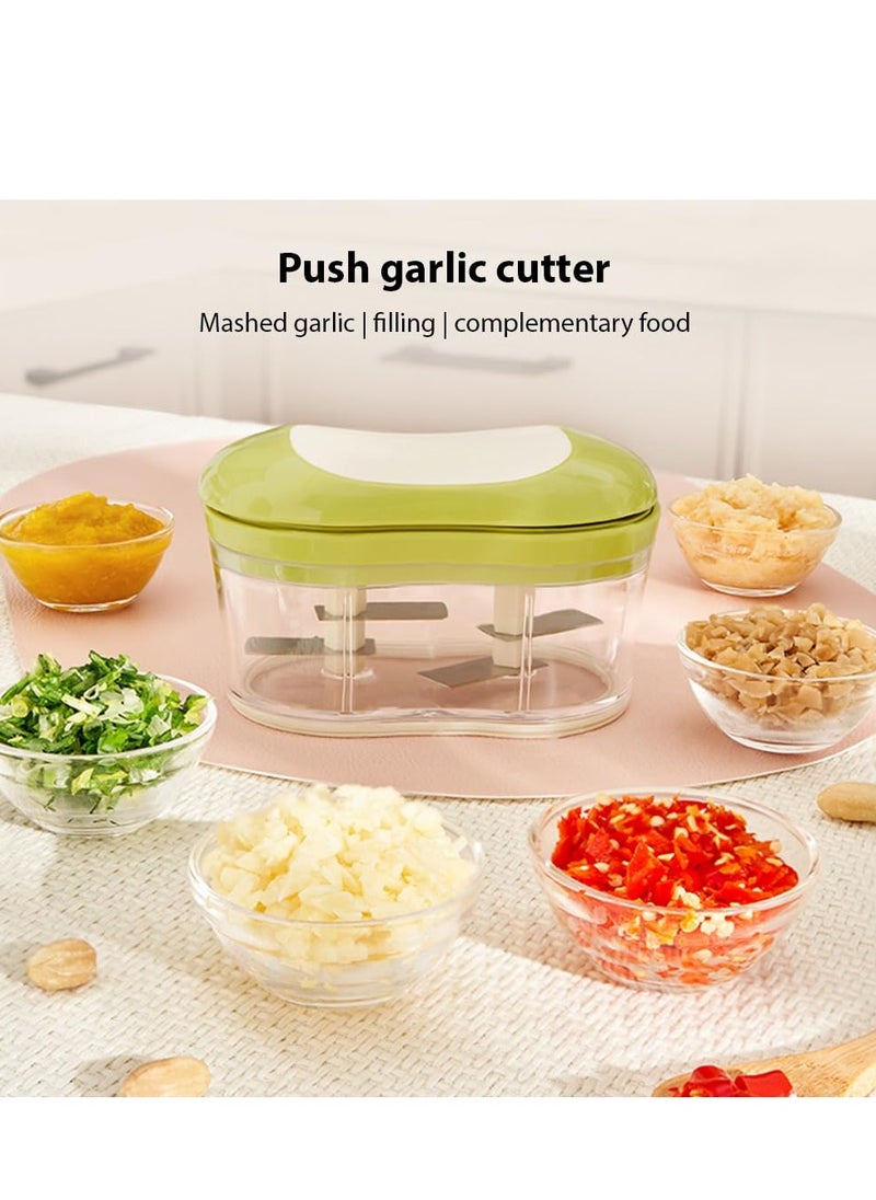 Generic - Food Chopper Manual Garlic Mincer Onion Vegetable Chopper Easy to Clean Hand Push Garlic Cutter Portable Small Food Processor for Chili Peppers Fruits Household Kitchen Tool - Image 1