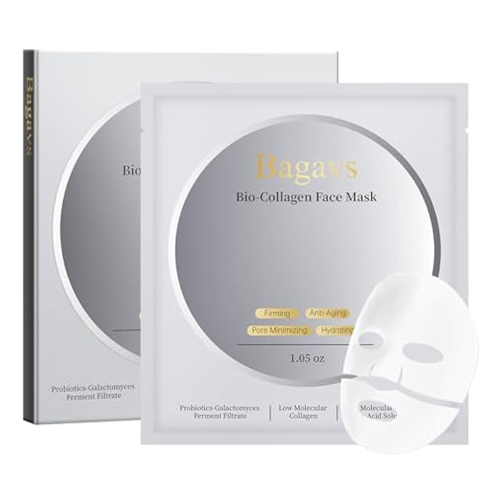 Bagavs Collagen Face Mask with Real Deep Bio-Collagen for Overnight Skin Care, Hydrating, Anti-Wrinkle, Lifting, 30g x 4ea - Image 1