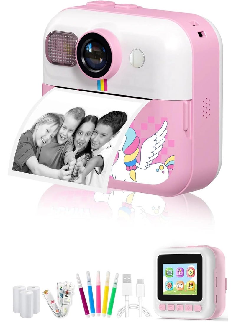 Generic Thermal Print Kids Camera | 1080P Video & Instant Selfie Printer | LED Flash & Wide-Angle Lens – Fun Gift for Boys & Girls  - Image 1