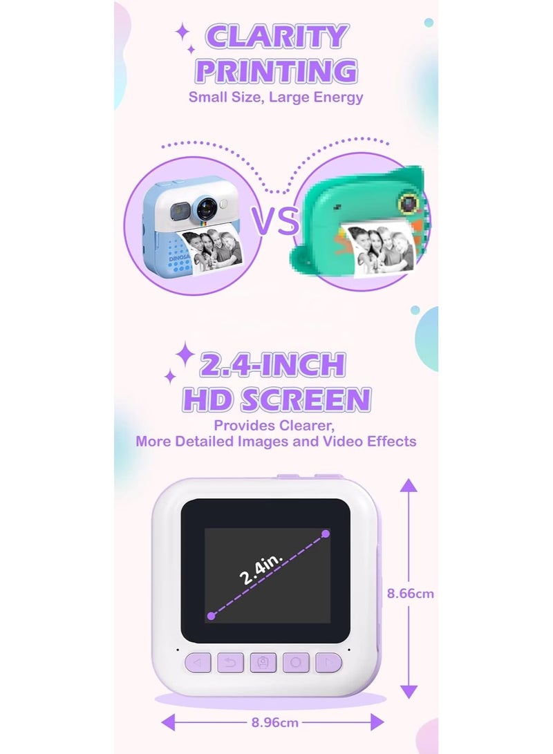 Generic Thermal Print Kids Camera | 1080P Video & Instant Selfie Printer | LED Flash & Wide-Angle Lens – Fun Gift for Boys & Girls  - Image 5