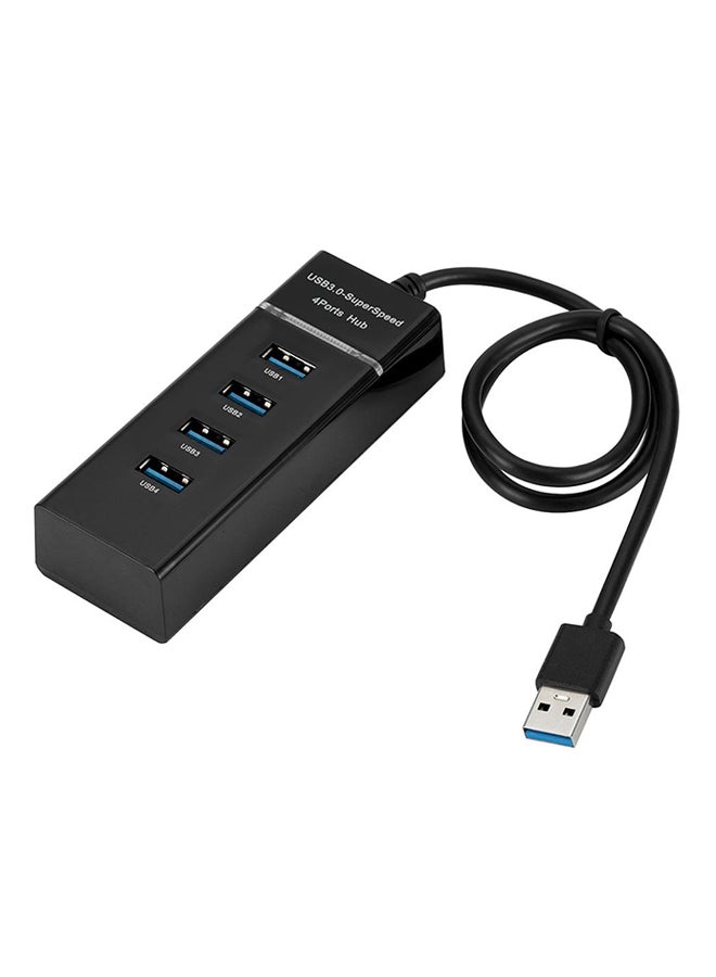 كابل محول بأربعة منافذ USB 3.0 وبسرعة نقل فائقة مقدارها 5 غيغابت في الثانية أسود - Image 1