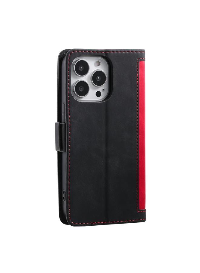 اس-توب جراب هاتف iPhone 15 Pro Max من الجلد بتصميم أفقي قابل للطي بتصميم ريترو - Image 3