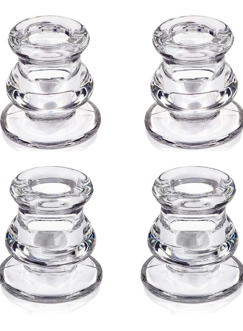 4Pcs Candlestick Holders Bulk,Taper Candle Holders for Table Centerpiece - Thick Glass Candle Holders for Wedding, Party and Festival Decoration - Image 1