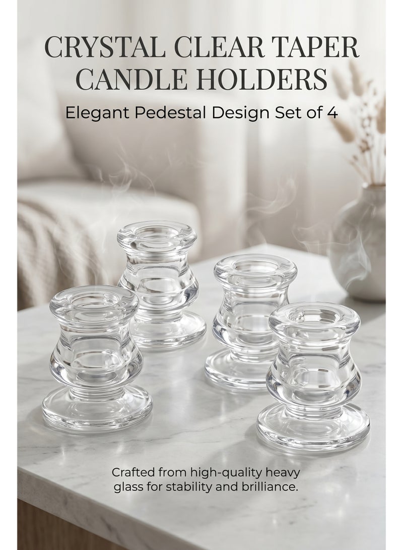 4Pcs Candlestick Holders Bulk,Taper Candle Holders for Table Centerpiece - Thick Glass Candle Holders for Wedding, Party and Festival Decoration - Image 1