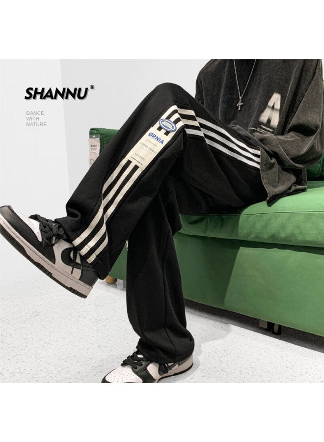 Shannu American-style Men's Pants, Autumn And Winter Fleece-lined Thick Casual Sports Straight-leg Trousers, Light Gray [fleece-lined], 4XL - Image 1